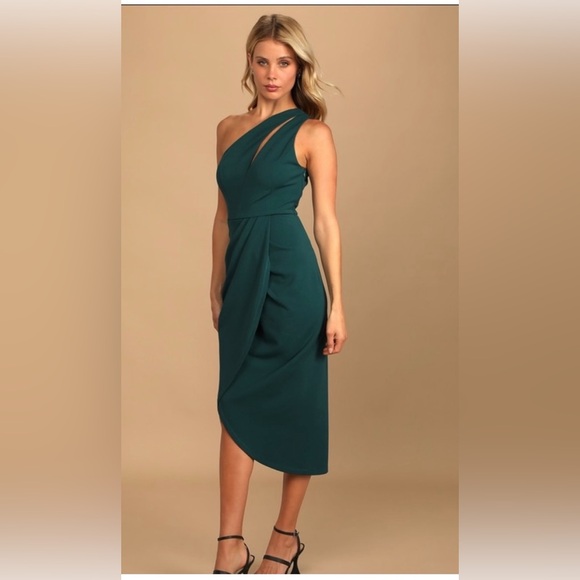 Lulus Dresses & Skirts - Lulu’s So Flirty Hunter Green One-Shoulder Cutout
Asymmetrical Size XS